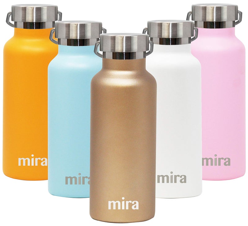 MIRA Alpine Water Bottle with 2 Lids, Vacuum Insulated 18/8 Stainless Steel Flask, Durable Shiny Finish, Hydro Bottle - 17 oz (500 ml) - Champagne - Image 1